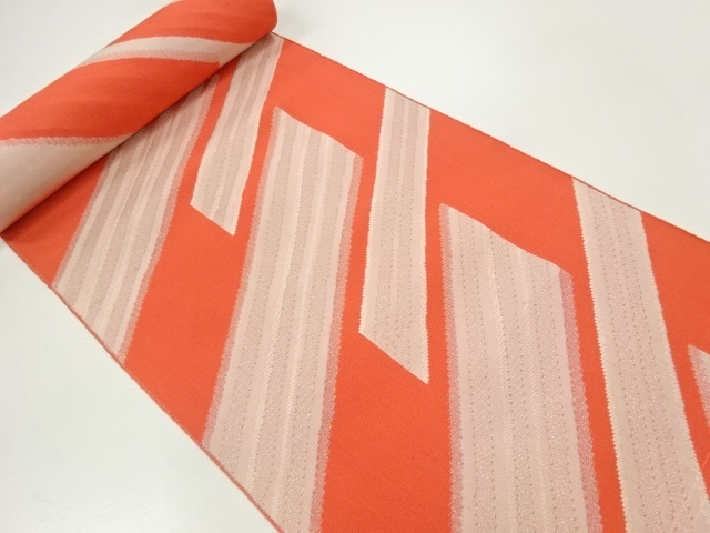 JAPANESE KIMONO / ANTIQUE BOLT FOR HASSUN OBI / WOVEN DIAGONAL STRIPE